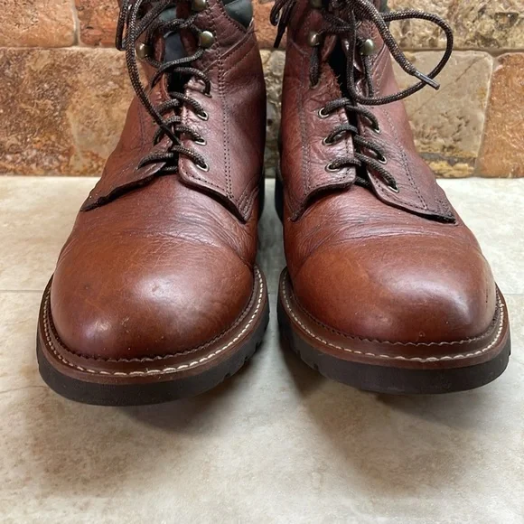 Genuine Leather Men’s Boots Lace Up Gumlite Vibram Made In USA Brown 10M - Picture 5 of 16